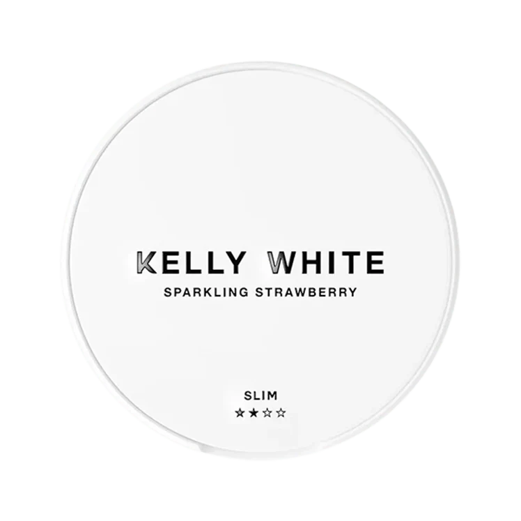 White Sparkling Strawberry Slim nicotine pouch by Kelly White snus
