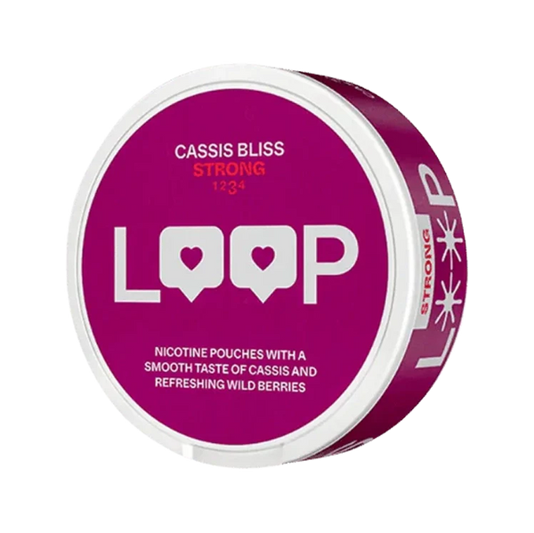 Cassis Bliss Strong nicotine pouch by Loop snus