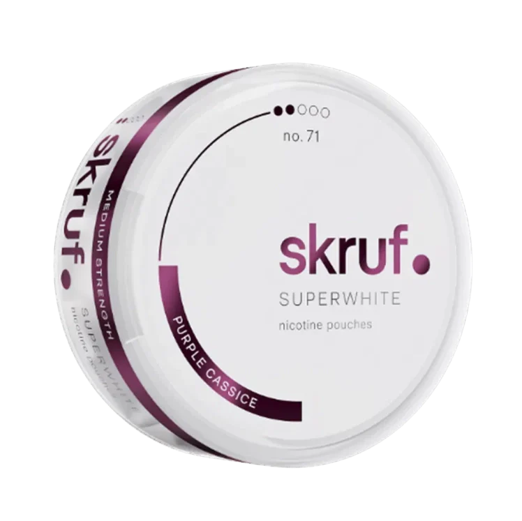 Purple Cassice S2 nicotine pouch by Skruf snus