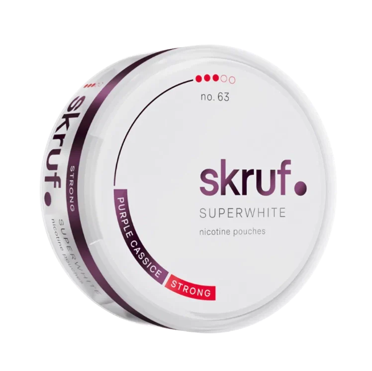 Purple Cassice S3 nicotine pouch by Skruf snus