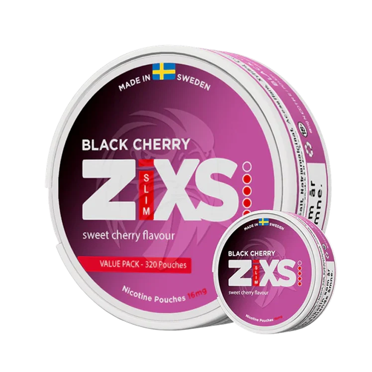 Black Cherry Mega Can nicotine pouch by ZIXS snus